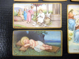 Lot of 8 Antique 1920's Religious Mini Cards Lithographs from Switzerland, Catholic Holly Scenes, Color and Gold Paint, Children