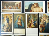 31 Antique 1920's Mini Cards Lithographs of Religious Scenes by Botticelli, Leonardo, Raffaello, Batoni, Printed in Italy