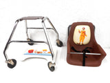 Vintage 1980's McDonald's Fast Food Child Kid High Chair on Wheels, Cartoon Tray, Ronald McDonald, Chome Legs on Wheels