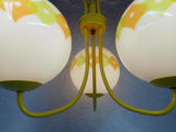 Mid Century Chandelier Ceiling Light Fixture 31",  Large 7.5" Dia Glass Domes, Atomic Age Retro Look, Set