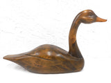 Large Vintage Wooden Duck 20" Solid Oak, Hand Carved in Quebec, Signed