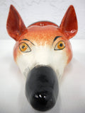 Antique Porcelain Fox Head Stirrup Cup stamped 224, 5" Long, 2.5" Diameter, Figural Cup, Staffordshire, Peter & Anne Bateman