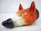 Antique Porcelain Fox Head Stirrup Cup stamped 224, 5" Long, 2.5" Diameter, Figural Cup, Staffordshire, Peter & Anne Bateman