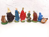 8 Vintage Christmas Manger Creche Figurines in Paper Maché made in Italy, Nativity Set with Kings, Beggar, Camel