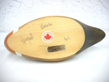 Vintage Wooden Hummel Waterloo Teal Duck 12" Solid Pine, Hand Carved in Canada, Green Eye Shadows