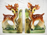 Vintage 1950's Ceramic Bookends Deer Fawn Bambi Baby Animal, Matchin Pair, Made in Japan, 6 X 4"