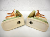 Vintage 1950's Ceramic Bookends Deer Fawn Bambi Baby Animal, Matchin Pair, Made in Japan, 6 X 4"