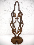 Antique Victorian Cast Iron Chandelier Column 9 3/4", Hook for Ceiling Canopy, Original Patina, Fixture Part