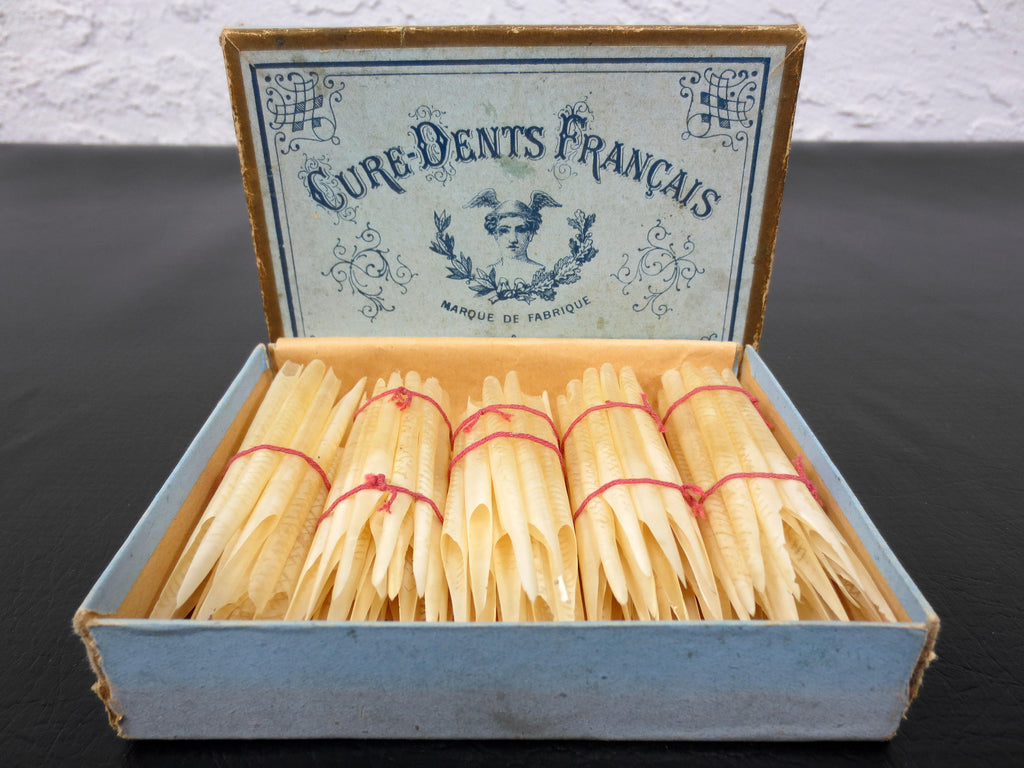 Antique 1890's French Toothpicks Cure-Dents from Paris, Original Box, Never Used NOS, E.A. Paris