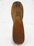 Antique Primitive Child Wood Shoe Shoemaker Form 5", Original Leather and Metal Sole Plate