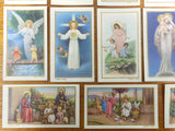 Lot of 23 Antique 1920's Miniature Lithograph Holly Catholic Cards Printed by Cromo NB Italy, Gold Paint