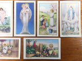 Lot of 23 Antique 1920's Miniature Lithograph Holly Catholic Cards Printed by Cromo NB Italy, Gold Paint