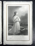 Lot of 6 Antique 1910's Religious Laced Prayer Cards Lithographs from Paris, Catholic Holly Scenes, Card Center Opens, 2 3/4 X 5"