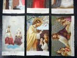 Lot of 6 Antique 1920's Religious Mini Cards Lithographs from Italy, Catholic Holly Scenes, Color & Gold Details, in Latin