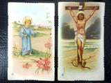 Lot of 4 Antique 1920's Religious Mini Cards Lithographs from Italy, Catholic Holly Scenes, Color, Jesus, Mary and Joseph