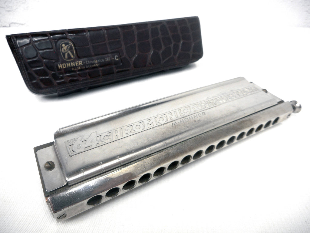 Large Vintage Hohner Chromonica 280/64 Chromatic Harmonica 7" Professional Model, 4 Octaves, Metal Reeds, Made in Germany, C Key with Case