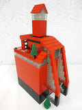 Vintage 1980s Tall 17" Lego Legoland Red Lighthouse Church with Terrasse, 550+ pieces, Red and Black, 4.4 Pounds