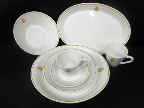 Vintage Royal Canadian Navy 7 Dish Set Plates and Cups, Syracuse China Dinnerware, Canadian Navy Military Emblem, Officer's Mess, Signed