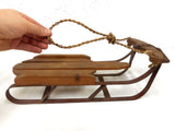 Antique Miniature Wood Snow Sled Luge Toboggan 15.5" Salesman Sample, General Store Advertising Display, Steering Handle, String