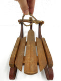 Antique Miniature Wood Snow Sled Luge Toboggan 15.5" Salesman Sample, General Store Advertising Display, Steering Handle, String