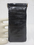 Vintage 1960's Genuine Black Snake Skin Women's Glasses Pouch Case Purse, 6.5 X 3", Hinged, Souple