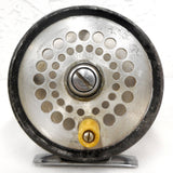 Vintage 1950's Fly Fish Reel 2 7/8" Dia. Signed Ocean City Plymouth Model 77, Ajustable Fly Wheel Drag, On Off Pawl Switch