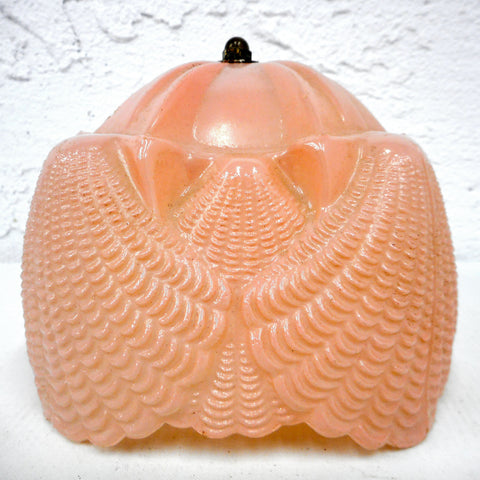 Vintage 1930's Depression Era Pink Frosted Glass Lamp Shade for Southern Belle Boudoir Lamp, Art Deco