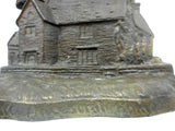 Antique Cast Iron Bookends 5 1/4" Marked Ye Ancestral Home, Matching Pair, Country Home, Farm House