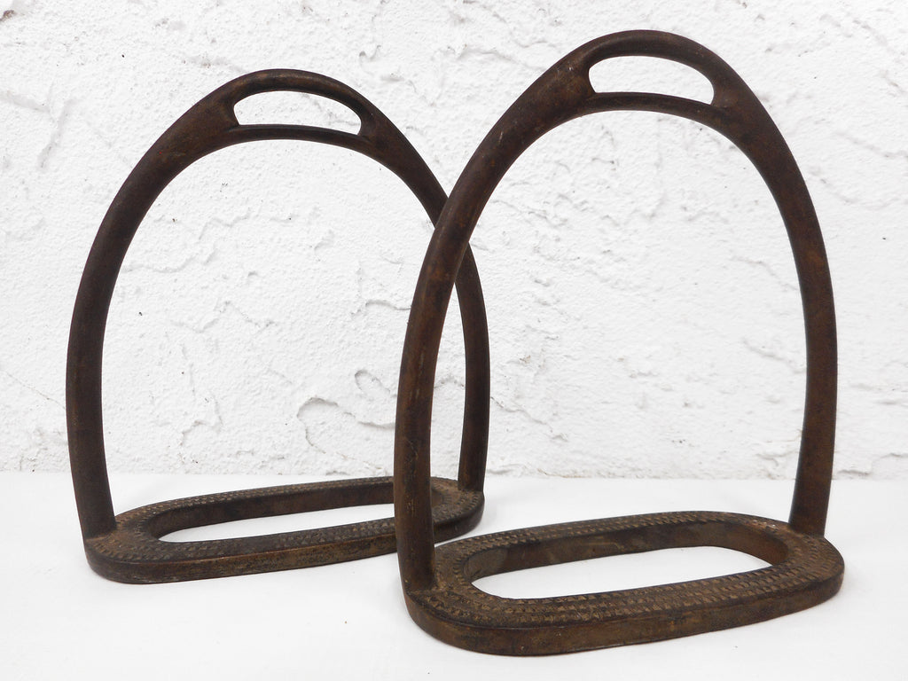 Antique Victorian 1900's Brass Side Saddle Stirrups signed Whippy & Co 5 3/4" Tall, Made in London England, Matching Pair, Ready to Ride