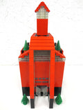 Vintage 1980s Tall 17" Lego Legoland Red Lighthouse Church with Terrasse, 550+ pieces, Red and Black, 4.4 Pounds