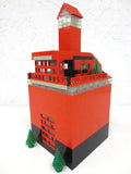 Vintage 1980s Tall 17" Lego Legoland Red Lighthouse Church with Terrasse, 550+ pieces, Red and Black, 4.4 Pounds