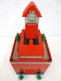 Vintage 1980s Tall 17" Lego Legoland Red Lighthouse Church with Terrasse, 550+ pieces, Red and Black, 4.4 Pounds