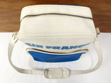 Vintage 1970's Air France Airline Airplane Vinyl Carry On Travel Bag Luggage 12X12", White & Blue, Adjustable Shoulder Strap