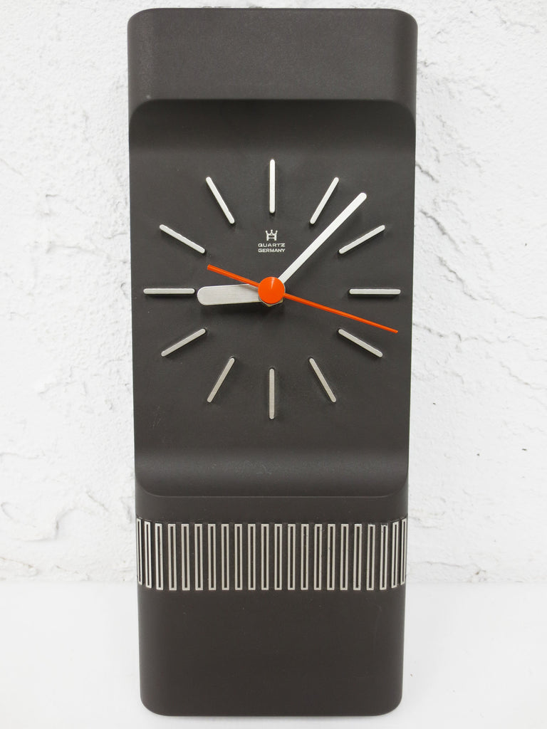 Vintage Mid-Century Modern Wall Clock from Acchen Germany, Quartz, Red Hand, 4 1/2 X 10 3/4" Rectangle