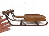 Antique Miniature Wood Snow Sled Luge Toboggan 15.5" Salesman Sample, General Store Advertising Display, Steering Handle, String