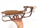 Antique Miniature Wood Snow Sled Luge Toboggan 15.5" Salesman Sample, General Store Advertising Display, Steering Handle, String