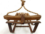 Antique Miniature Wood Snow Sled Luge Toboggan 15.5" Salesman Sample, General Store Advertising Display, Steering Handle, String