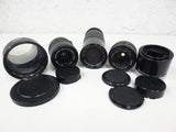 Lot of Vintage Canon Zoom Lenses FD Mount 35-70mm 3.5-4.5, 50mm 1.8 and 100-200mm 5.6, C-8 Tele Converter 1.6X and Extension Tube FD 50mm