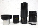 Lot of Vintage Canon Zoom Lenses FD Mount 35-70mm 3.5-4.5, 50mm 1.8 and 100-200mm 5.6, C-8 Tele Converter 1.6X and Extension Tube FD 50mm