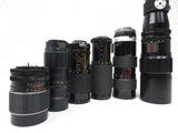 6 Camera Zoom Lenses Eitar 135mm, Zeniton 200mm, Sun 200mm, Image 300mm, Tamron 220mm, Tele-Lentar 450mm, Olympus, Nikon AI, MC, SR-T, N-F