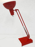 Vintage Mid Century Luxo Norway Drafting Desk Lamp 25", Articulated Swing Arm, Red, Original Luxo Tag