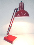 Vintage Mid Century Luxo Norway Drafting Desk Lamp 25", Articulated Swing Arm, Red, Original Luxo Tag