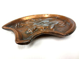 Antique Art Nouveau Erotic Risque Bronze Plate 4 5/8", Military Police Man with Woman, Hand Under Lifted Skirt Dress