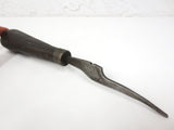 Rare Antique Machinist & Gunsmith Tool 10" Long marked 2944, Curved and Narrow Carving Head, Notch on Top, Large Wooden Handle