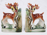 Vintage 1950's Ceramic Bookends Deer Fawn Bambi Baby Animal, Matchin Pair, Made in Japan, 6 X 4"