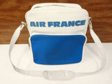 Vintage 1970's Air France Airline Airplane Vinyl Carry On Travel Bag Luggage 12X12", White & Blue, Adjustable Shoulder Strap