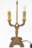 Antique Art Nouveau Ornate Cast Iron Lamp 19", Candle Light Covers, Original Gold Paint, On/Off Switch, Signed Flor 585