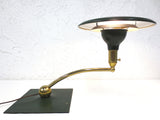 Vintage Mid Century Architect Drafting Lamp Signed Wheeler Sight Light, Dark Army Green, Star Trek Flying Saucer UFO Shape, Swivels 360