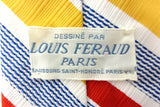 Vintage 1970's Luxury Louis Feraud French Silk Neck Tie, Faubourg Saint-Honoré, Paris France, Red Yellow Blue Stripes