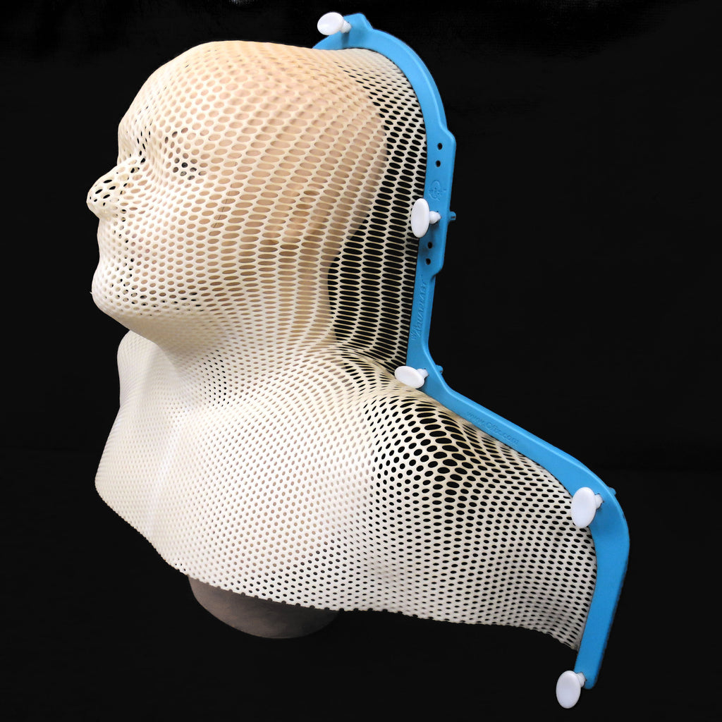 Aquaplast Radiotherapy Mask Mold Casting from Medical Patient 22X19", Soaked Thermoplastic, Clips Hold Patient on Radiotherapy Machine